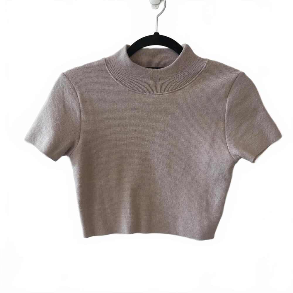 Zara Mock Neck Shot Sleeve Knit Top